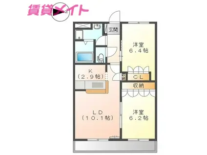 フェニックス(2LDK/2階)の間取り写真