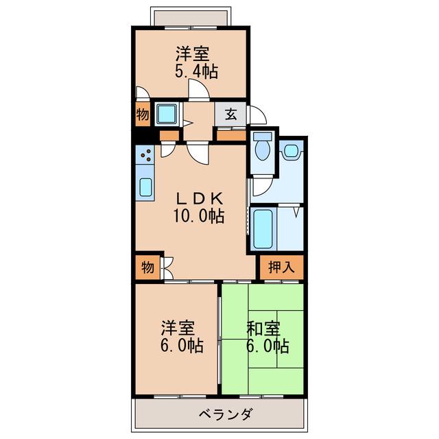 ダイアパレス白壁(3LDK/2階)の間取り写真
