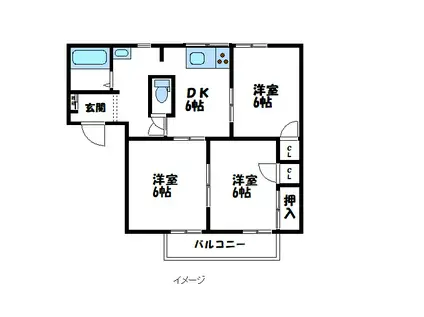グリーンハイムE/F(3K/1階)の間取り写真