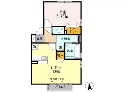 ヴィラージュ ミタB(1LDK/2階)の間取り写真