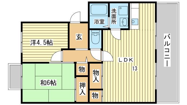 ウィステリア構(2LDK/3階)の間取り写真