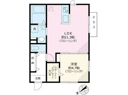 シトロネラ本駒込(1LDK/1階)の間取り写真