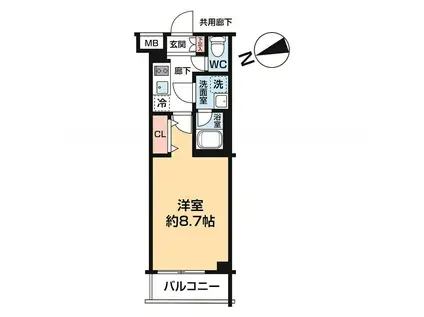 ARCOBALENO OHANAJAYAアルコバレーノ オハナヂャヤ(1K/4階)の間取り写真