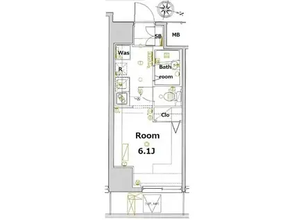 ラグジュアリーガーデン東松戸(ワンルーム/6階)の間取り写真