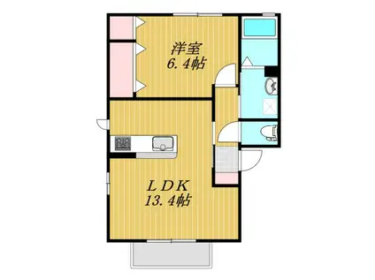メープルヒルズA棟(1LDK/1階)の間取り写真