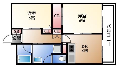 アーバンレジデンス吹上(2DK/4階)の間取り写真