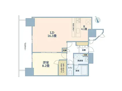 ヴィークタワーOSAKA(1LDK/31階)の間取り写真