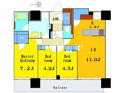 THE YOKOHAMA FRONT TOWER(3LDK/38階)の間取り写真