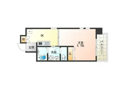 プレステージ靭公園(1DK/4階)の間取り写真