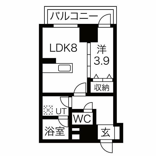 クリスタルガーデン栄町(1LDK/8階)の間取り写真