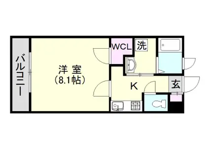 GRAND CIMA ZERO(1K/2階)の間取り写真