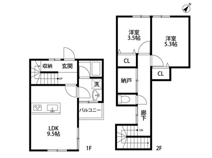 グリーンホームズII(2LDK/1階)の間取り写真