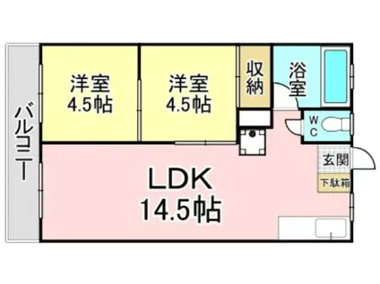 パルコチェントラーレ(2LDK/5階)の間取り写真