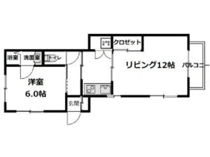 元横山町(1LDK/1階)の間取り写真