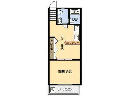 オークヒルズ101(1DK/3階)の間取り写真