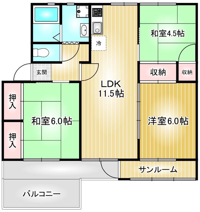 天白第一1号棟(3LDK/4階)の間取り写真