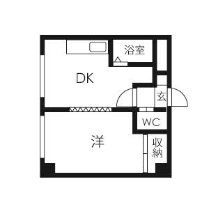 エヴァ八軒(1DK/3階)の間取り写真