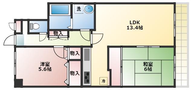 ベルトピア西明石Ⅲ(2LDK/3階)の間取り写真