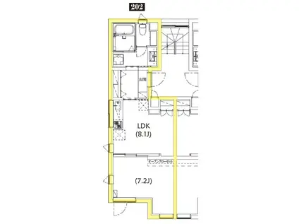TS RESIDENCE 白金高輪(1LDK/2階)の間取り写真
