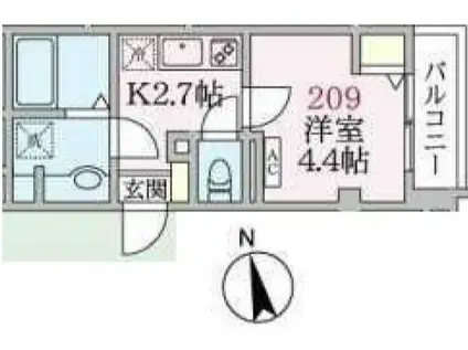 アローマ王子本町(1K/2階)の間取り写真