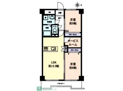 グランドシティ大宮ウエストタワー(2SLDK/1階)の間取り写真