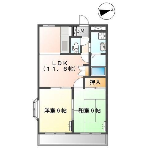 グリーンヒル壱番館(2LDK/2階)の間取り写真