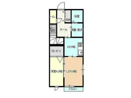 スペリオール・ピソ(1LDK/2階)の間取り写真