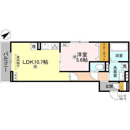 アルタ若竹ビュー(1LDK/2階)の間取り写真