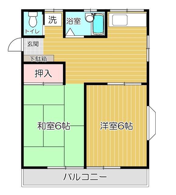 コーポ山下(2DK/2階)の間取り写真