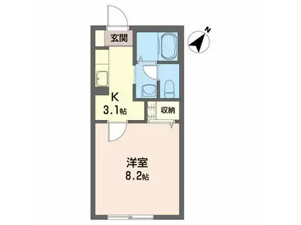 リュミエールオムB(1K/1階)の間取り写真