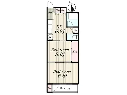 豊島ビル(2DK/5階)の間取り写真