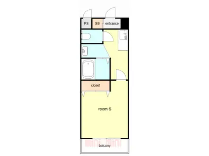 アスフローレス(1K/1階)の間取り写真