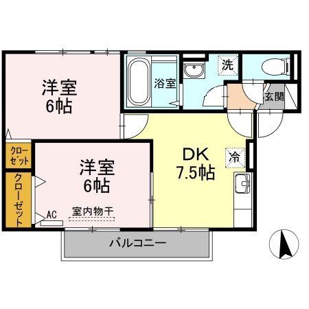 ソシアドミールA(2DK/2階)の間取り写真