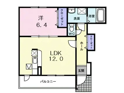 ラッフィナートC(1LDK/1階)の間取り写真