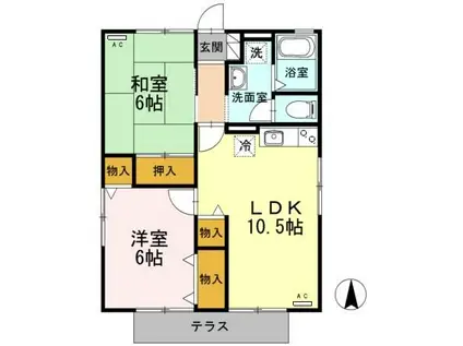 セジュール大山(2LDK/1階)の間取り写真