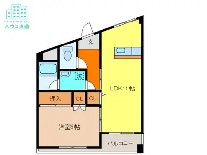 CALME(1LDK/2階)の間取り写真