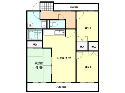 ジュネス神谷(3LDK/1階)の間取り写真