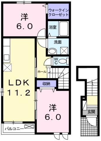 メゾンドK2(2LDK/2階)の間取り写真