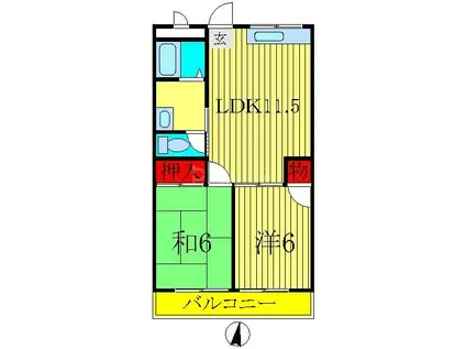 K・S コーポ(2LDK/1階)の間取り写真