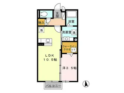 ボナールパークB(1LDK/1階)の間取り写真