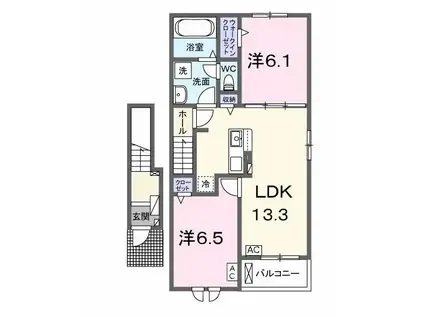 ベルファミーユ VIII(2LDK/2階)の間取り写真