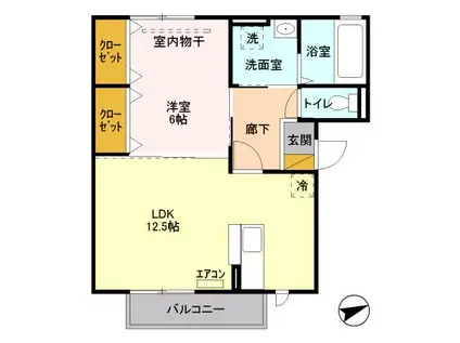 ZENII(1LDK/2階)の間取り写真