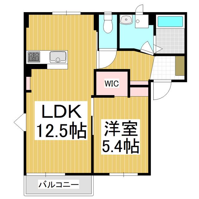 フレグランス ウィンド B(1LDK/1階)の間取り写真