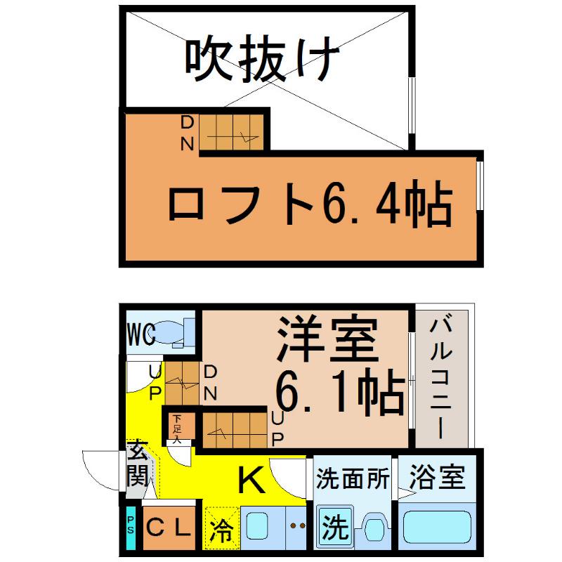SPAZIOFELICE(1K/2階)の間取り写真