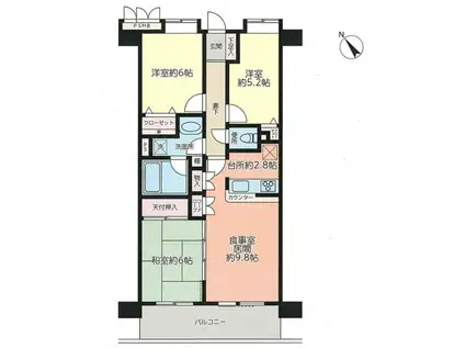 レクセルプラザ西船橋(3LDK/5階)の間取り写真