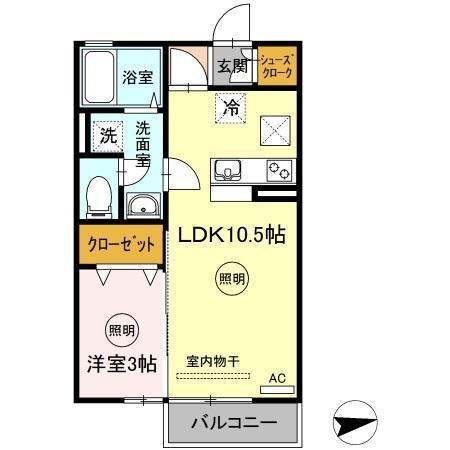 プレミール太田(1LDK/1階)の間取り写真