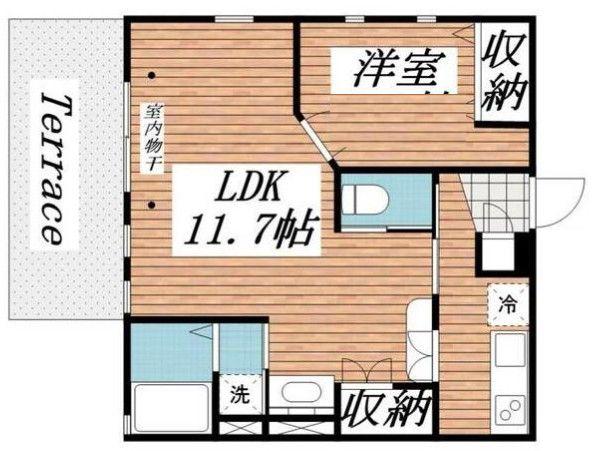 HARMONIZE(1LDK/1階)の間取り写真