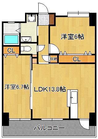 フェルト127(2LDK/6階)の間取り写真