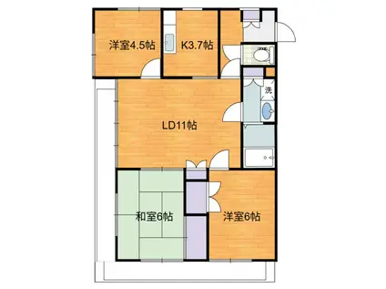 オブリガード八幡山(3LDK/3階)の間取り写真