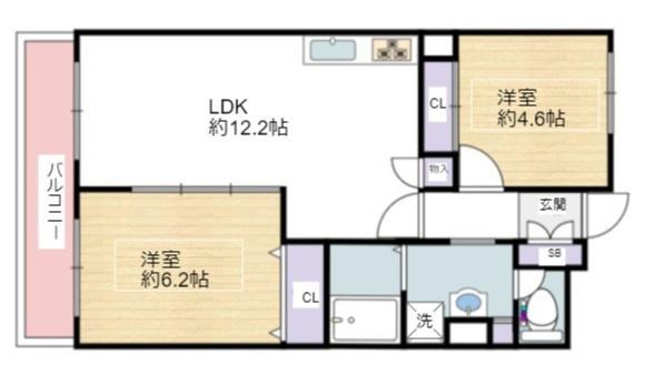 パティオ北加賀屋(2LDK/3階)の間取り写真